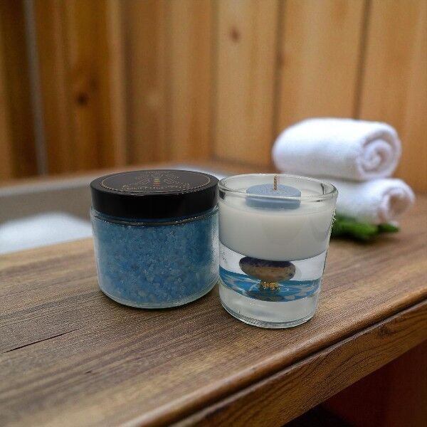 Throat Chakra Candle & Bath Salts - Image 1
